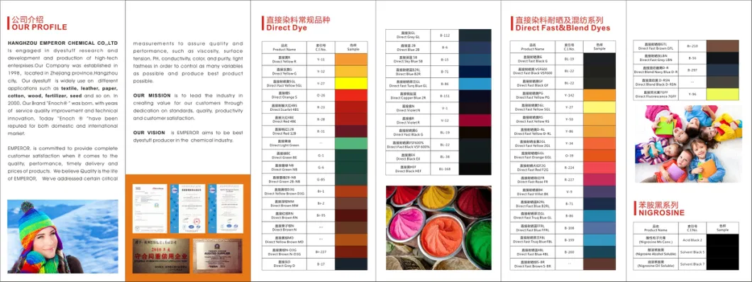 Factory Supply Basic Dye/Cationic Dye/ Direct Dye for Textile Dye (Red, blue, Yellow, Green, Black, Violet, Brown)